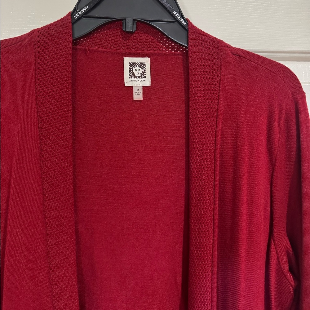 Anne Klein Burgundy Open Front Sweater Size M - Picture 3 of 7